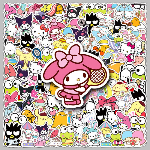 101张三丽鸥混合贴画Kawaii创意Sanrio防水装饰自行车小麻薯贴纸