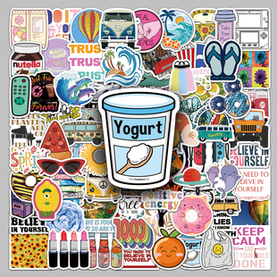 307张涂鸦贴纸小清新可爱INS风潮流彩绘防水装 饰平板手机手账贴纸