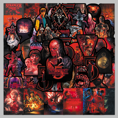 50张怪奇物语5海报贴纸Stranger Things美剧周边防水装饰手机墙贴