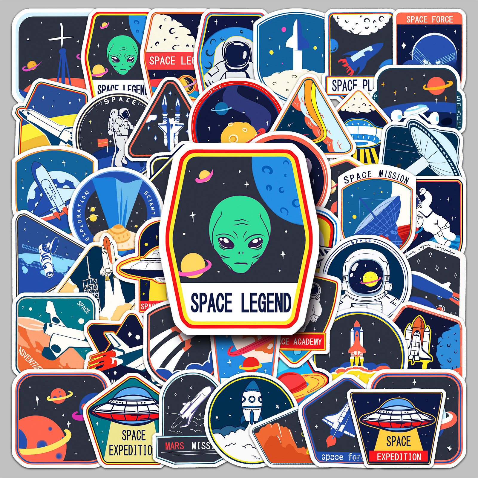 50张原创宇航员太空涂鸦儿童贴纸宇宙航天创意手账本素材装饰防水