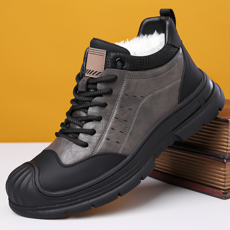 厚底青年男靴英伦风复古高帮马丁靴秋冬季新款加绒保暖防滑雪地靴