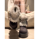 厚底小个子加绒加厚东北雪地棉鞋保暖2025新款冬季防滑雪地靴女款