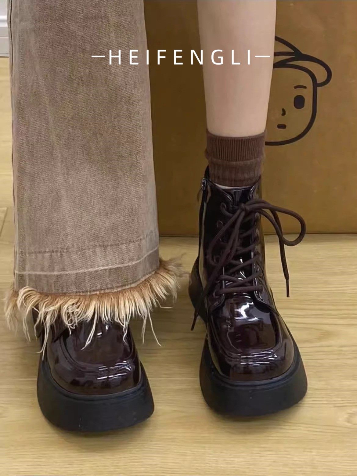 大头机车靴甜酷风短靴2025年新款秋季英伦风复古漆皮厚底马丁靴女,女鞋,马丁靴,淘宝优惠券,粉丝福利购,淘宝优惠卷