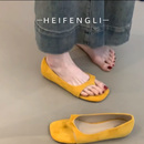 女小众设计绒面气质罗马凉鞋 羊皮版 百搭仙女风一脚蹬分趾平底鞋