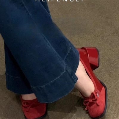 玛丽珍法式芭蕾风蝴蝶结高跟鞋女