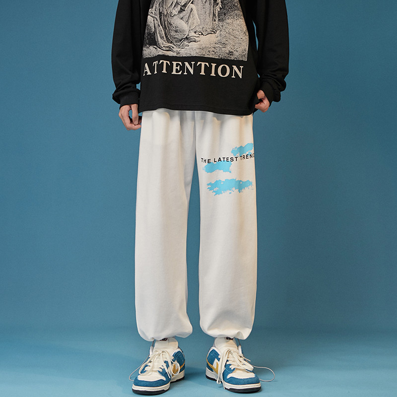 A432-1-R6P50控68秋冬个性白云印花运动针织卫裤，男装休闲裤，星座518-1（原A432-1）