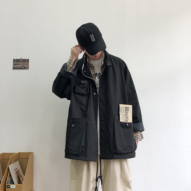 A432A-JK18P85秋季新款机能风工装夹克男中长款外套宽松落肩袖,男装夹克,星座518-1（原A432-1）