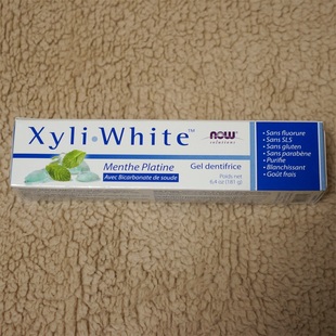 现货美国Now Foods木糖醇牙膏含小苏打无氟白金薄荷181g