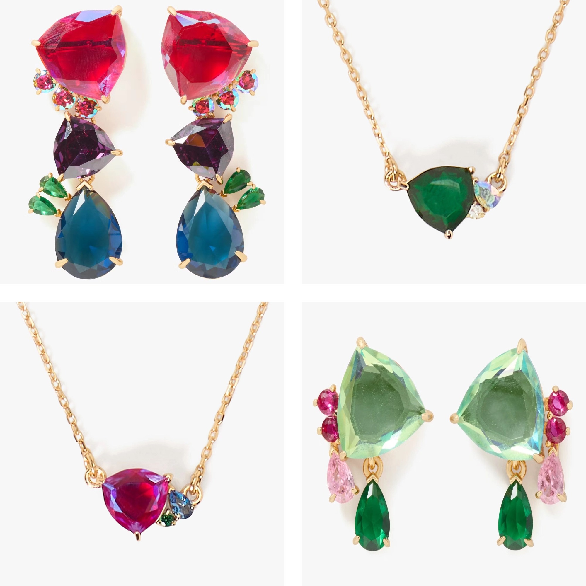 ks25年新款 Shine Me Up Linear Earrings彩色宝石耳环项链孤品