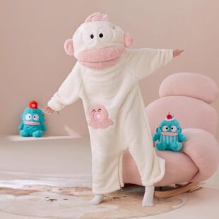 儿童连体丑鱼睡衣女款秋冬季亲子小丑鱼加厚保暖卡通可爱搞怪睡袍