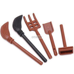 兼容某高小颗粒益智拼插积木散件兼容乐高零配件扫把扫帚人仔道具