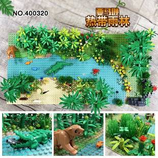 散装积木MOC农场小猪鸡窝狗窝牛棚玉米萝卜地小颗粒积木场景动物