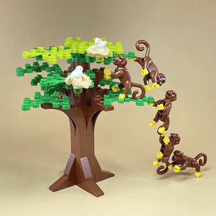 MOC小颗粒积木人仔悟空侠牛杂兵花果山猴群场景DIY创意玩具摆件