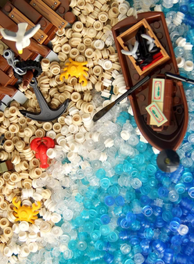 国产积木MOC零件6141透明圆配件小颗粒海水海洋沙滩场景装饰摆件