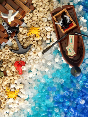 国产积木MOC零件6141透明圆配件小颗粒海水海洋沙滩场景装饰摆件