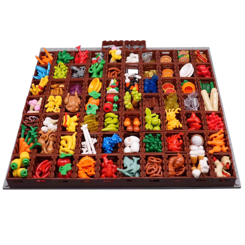 小颗粒moc适用乐高食物积木展示架筐蔬菜水果甜点拼装过家家玩具