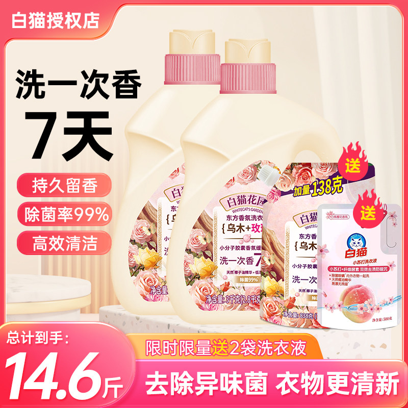 白猫乌木玫瑰洗衣液持久留香家用