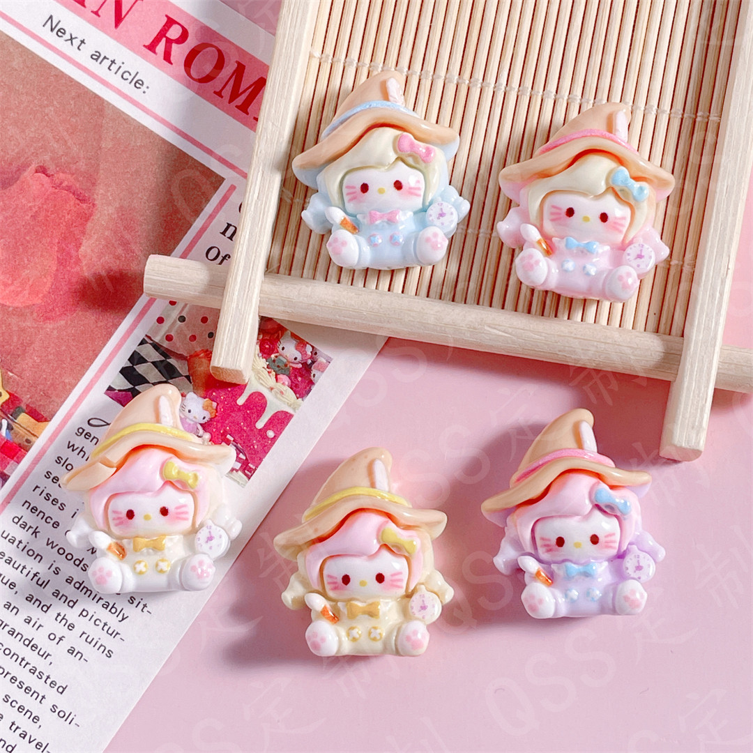 QSS卡通KT喵咪魔女树脂配件创意手工diy奶油胶饰品冰箱贴材料贴片