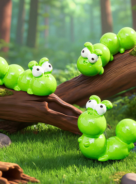 卡通毛毛虫树脂摆件创意花盆配饰