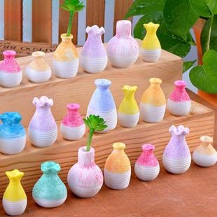 微景观盆栽树脂工艺品摆设创意迷你花瓶可爱手工装 饰摆件微观饰品