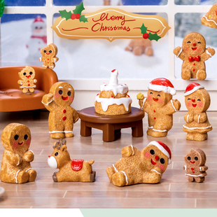微景观创意圣诞节姜饼人摆件树脂雪人卡通饼干蛋糕房子麋鹿圣诞树