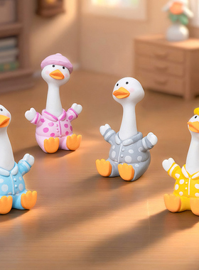 微景观手工卡通小鸭树脂桌面摆件