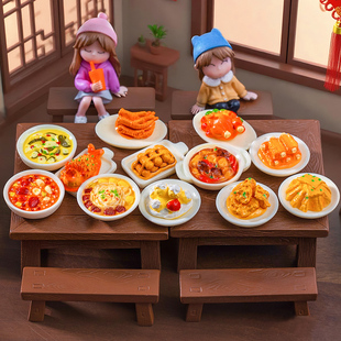 18款中式菜肴树脂仿真食物微景观手工造景摆设桌面盘子小吃摆件