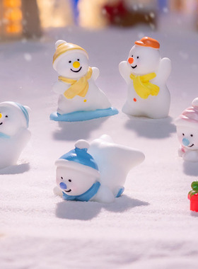 微景观可爱树脂雪人圣诞节摆件