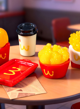 微景观仿真薯条汉堡桌面食物摆件
