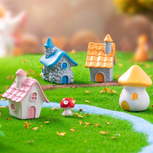 微景观创意可爱卡通房子摆件桌面树脂迷你手工造景装饰现代石堆房