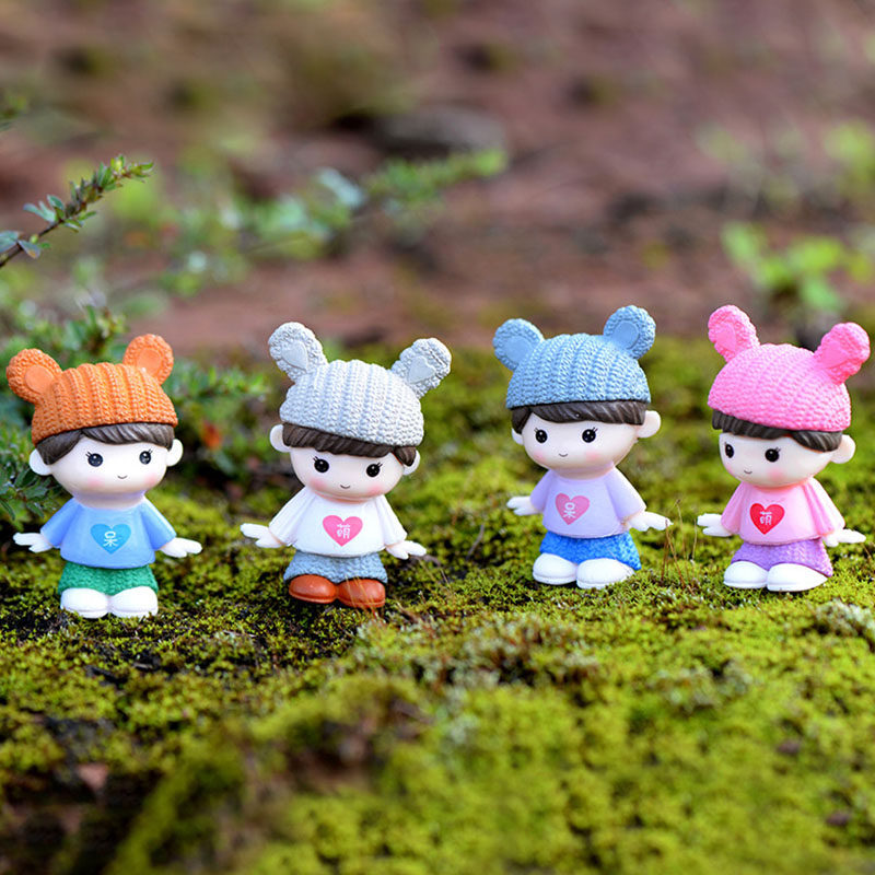 微景观卡通小人摆件可爱呆萌情侣创意手工多肉盆栽人物蛋糕装饰品