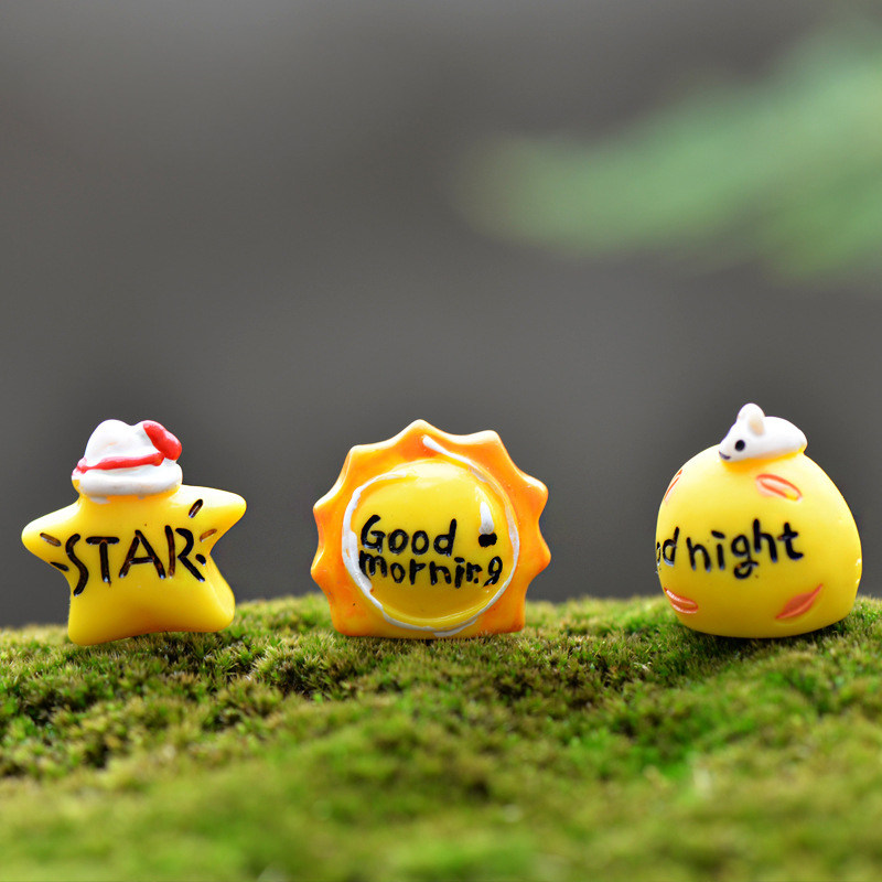 苔藓微景观小摆件树脂天气预报道具创意问候表情盆栽摄影公仔配件