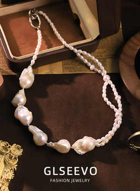 原创设计巴洛克珍珠卡扣项链女感小众百搭脖颈链饰品现货