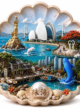 珠海文创冰箱贴2026新款金属浮雕磁贴珠海旅游纪念品文创伴手礼