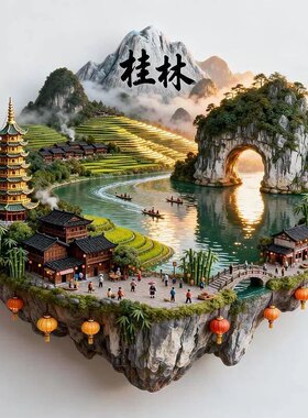 桂林文创冰箱贴2026新款金属浮雕磁贴广西桂林旅游纪念品伴手礼物