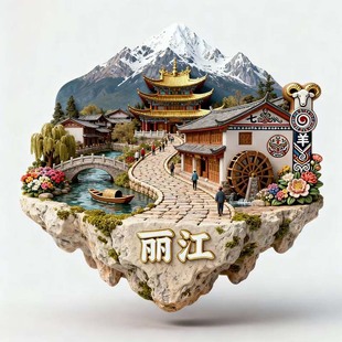 丽江文创冰箱贴2025新款立体悬浮金属磁贴云南旅游纪念品伴手礼物