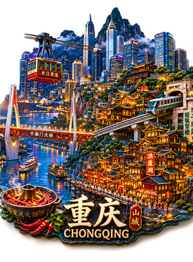 重庆洪崖洞文创冰箱贴2026新款金属浮雕磁贴李子坝旅游纪念品礼物