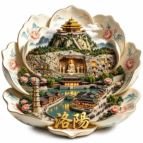 洛阳牡丹花金属冰箱贴立体浮雕磁贴河南旅游纪念品文创伴手礼装饰
