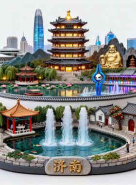 济南文创冰箱贴2026新款金属浮雕磁贴山东济南旅游纪念品伴手礼物