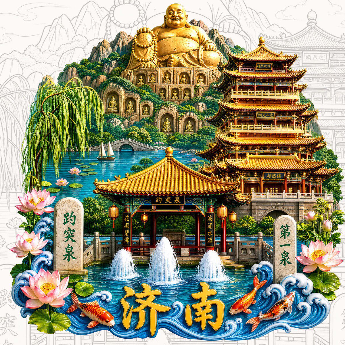 济南文创冰箱贴2026新款趵突泉大明湖千佛山旅游纪念品伴手礼物