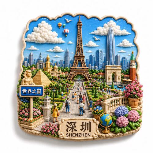 深圳世界之窗文创冰箱贴2026新款金属浮雕磁贴旅游纪念品伴手礼物