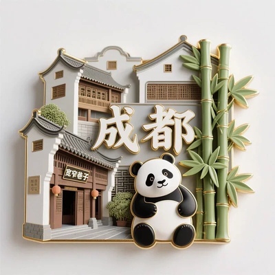 成都熊猫冰箱贴2025新款金属磁吸贴四川文创旅游纪念品伴手礼物