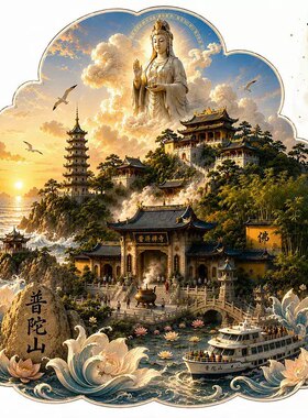 普陀山文创冰箱贴2026新款金属浮雕磁贴舟山旅游纪念品伴手礼物