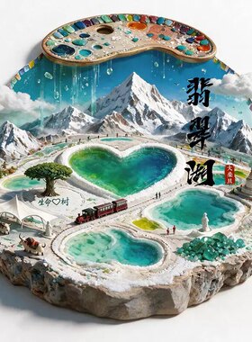 青海翡翠湖文创冰箱贴2026新款金属浮雕磁贴青海旅游纪念品伴手礼