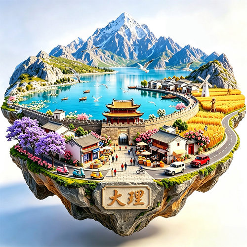 云南大理洱海金属冰箱贴立体浮雕磁贴旅游纪念品文创伴手礼装饰品