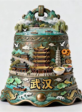 武汉夜景冰箱贴2026新款金属浮雕磁贴黄鹤楼文创纪念品伴手礼物