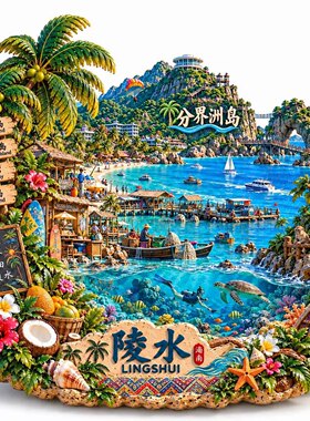 海南陵水分界洲文创冰箱贴2026新款金属浮雕磁贴旅游纪念品伴手礼