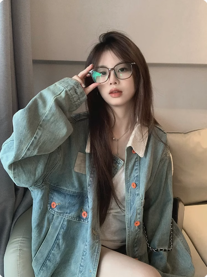 韩系春季拼接牛仔外套