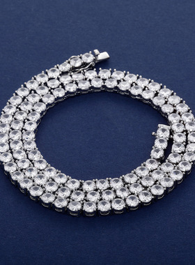 跨境爆款锆石网球链饰品男项链欧美小众嘻哈hiphop首饰女手链批发