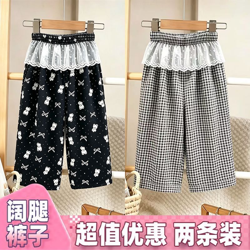 女童夏季薄款九分阔腿裤显瘦